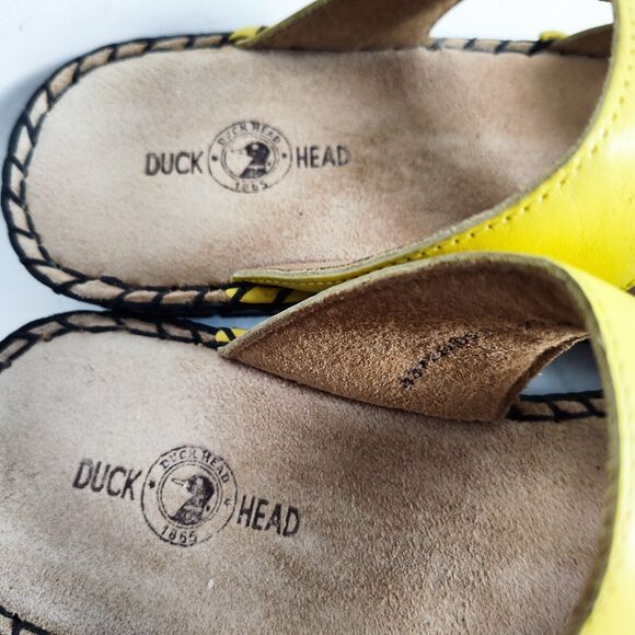 Vintage Duck Head Yellow Leather Flat Strappy Comfort Slides Sandals Size 7 - Picture 9 of 12